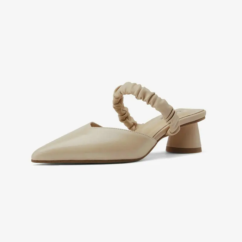 

NIKOVE 2020 Slingback Summer Sandals Women Shoes Cow Leather+PU Square Med Heel Platform Pointed Toe Casual Shoes Size 34-40