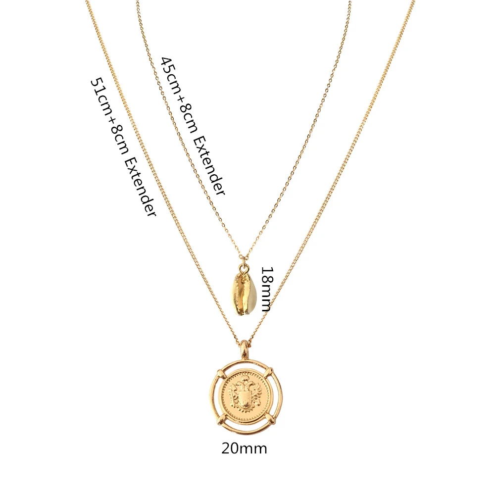 

New Fashion Cute Sea Shell Pendant Necklace Gold Color New Shape Coin and Sea Shell Pendant Layered Separable Necklace for Women