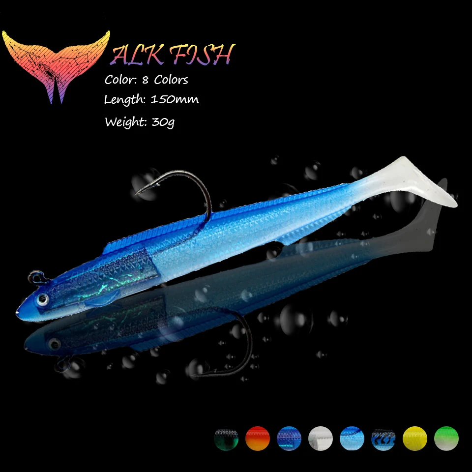 WALK FISH 1 шт. 150 мм/30 г, крючок со свинцовой головкой, Мягкая приманка,  свинцовый джиг-джиг, гольян, T-хвост, воблер