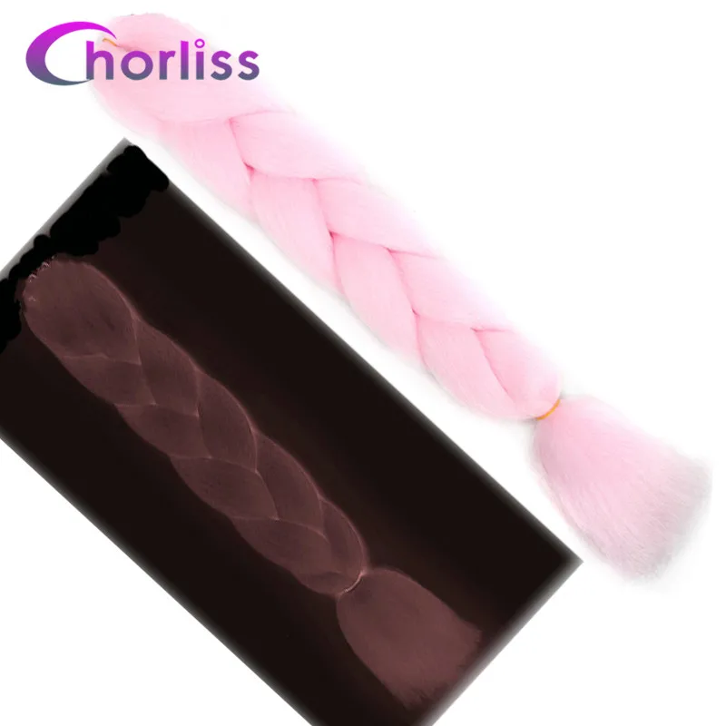 Chorliss, огромные косички, Омбре, синтетические косички, цветные, вязанные крючком косички, волосы для наращивания, 613, розовый, фиолетовый, 24 дюйма(65 см), блонд - Цвет: Pink