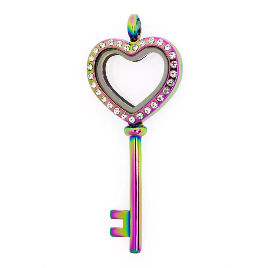 Радуга bling Магнитная копия из нержавеющей стали стеклянный кулон живой плавающий