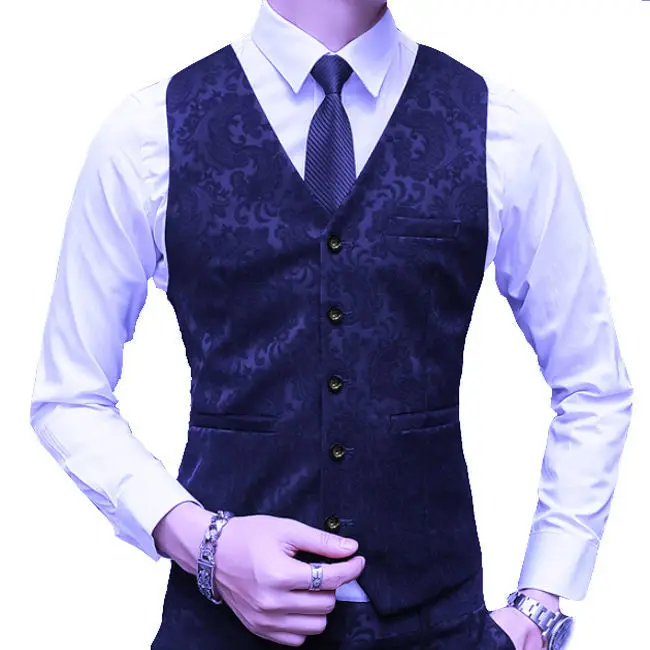 Мужской однобортный жилет с V-образным вырезом и принтом | Мужская одежда