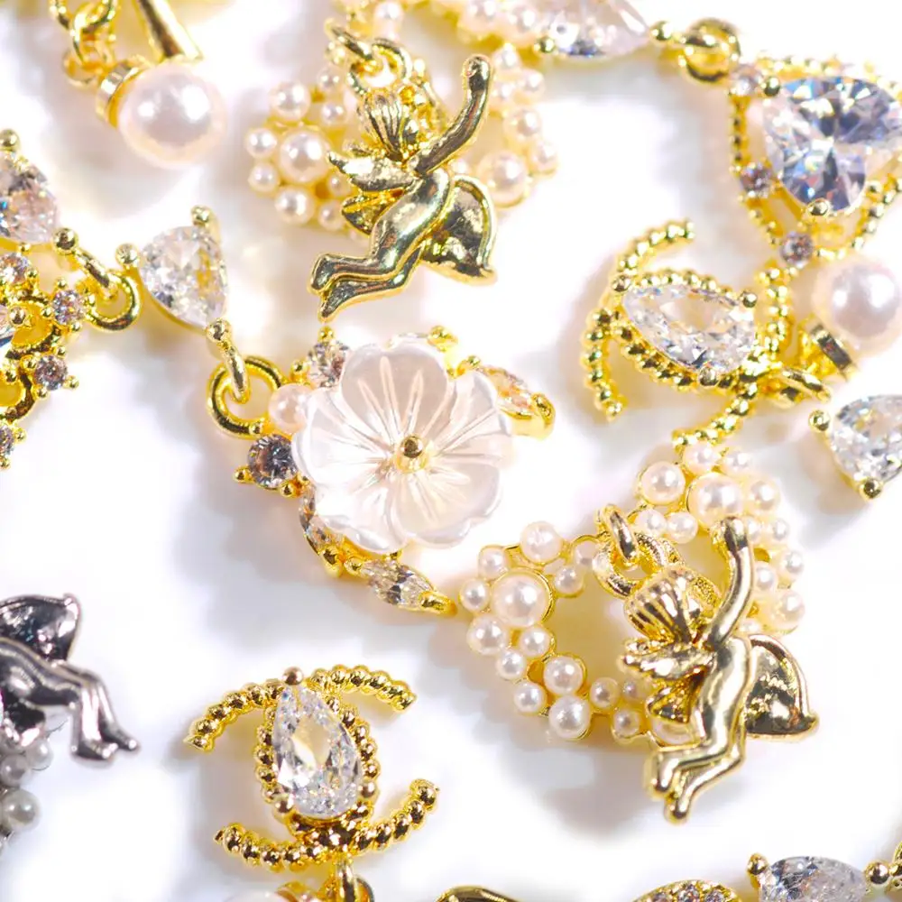 

4pc Light Luxury Zircon Gem Alloy Chain Nail Art Zircon Tassel Nail Jewelry Metal Manicure Decorations DIY Accessories QCR10144