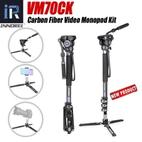 vm70ck carbon fiber video monopod kit with professional fluid head removable tripod base for dslr telescopic camera camcorders