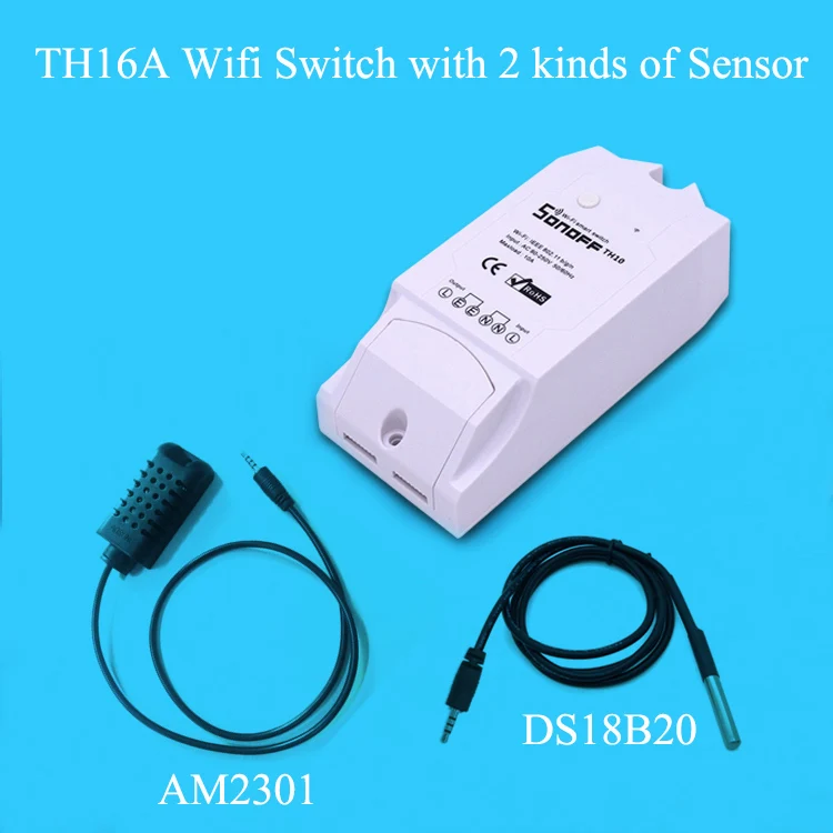 Sonoff TH10A/16A датчик контроля температуры и влажности WiFi умный переключатель пульт дистанционного управления с функцией синхронизации - Цвет: Th16 and 2 Sensors