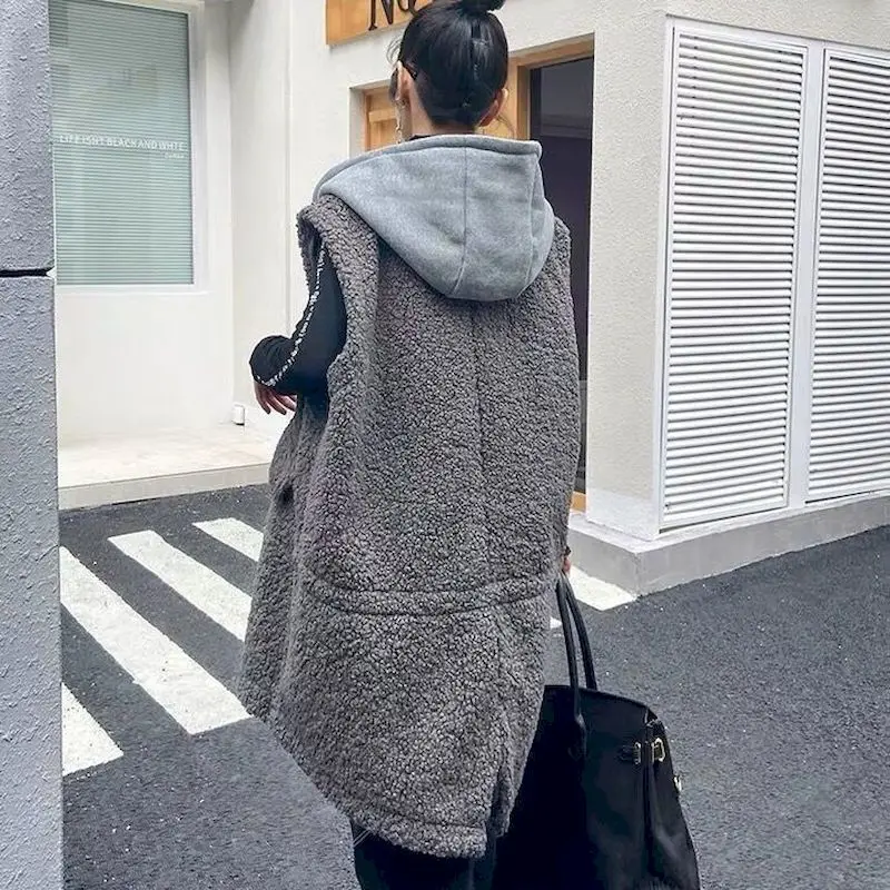 Женский жилет из овечьей шерсти осенне-зимний свободный Универсальный средней