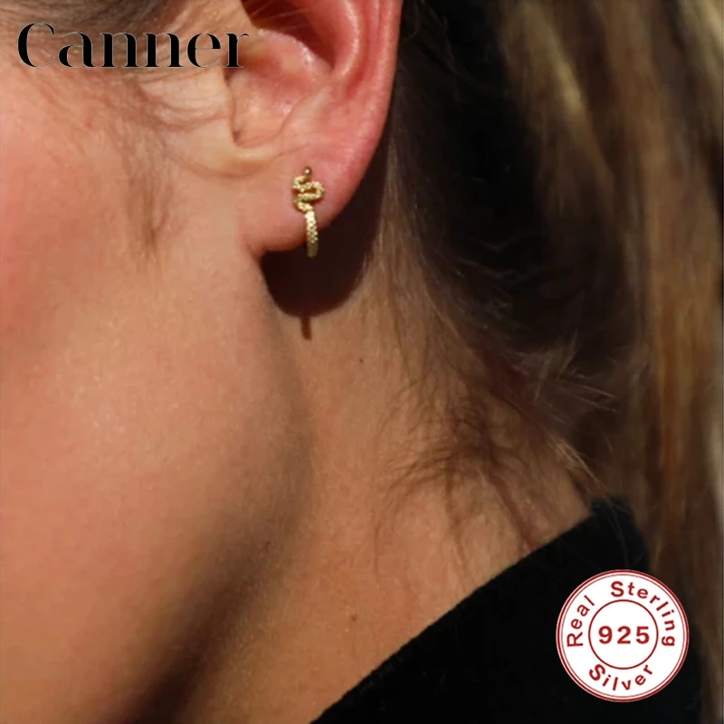 

S925 Sterling Silver Stud Earrings Small Tiny Snake Animal Zircon Earrings For Women Earings Fashion Jewelry W3