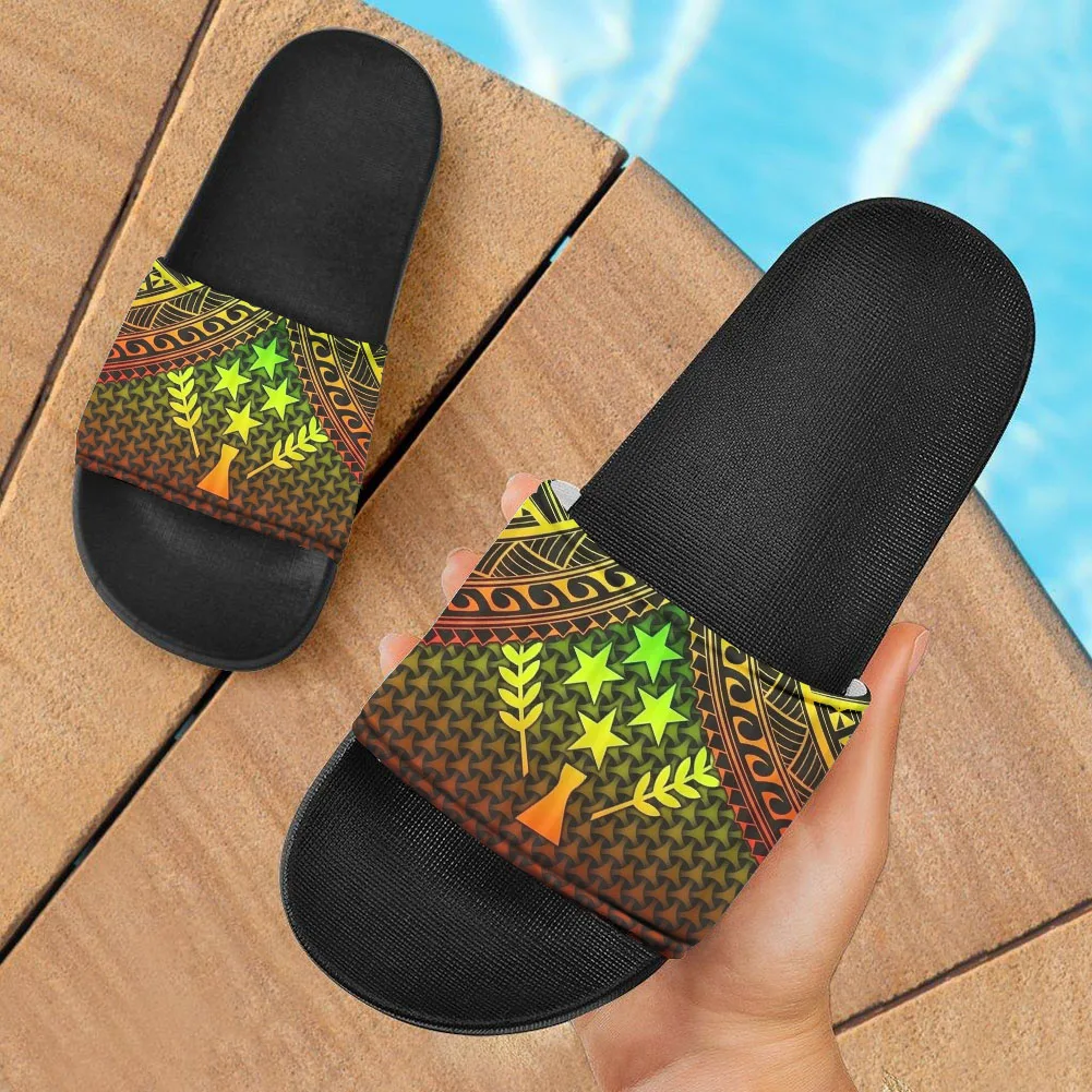 FORUDESIGNS Kosrae State Polynesian Print Home Slippers Summer Beach Women Indoor Flats Bathroom Slides Non-Slip Couple Sandals | Обувь