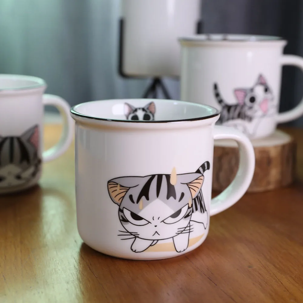 C Супер милый кот животное мультфильм кофейная чашка котенок молоко кружка креативные керамические чайные кружки керамическая кружка для завтрака Новинка хорошие подарки - Цвет: C