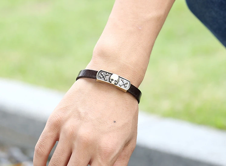 Мужской Браслет манжета из натуральной кожи в готическом стиле|Браслеты-манжеты|