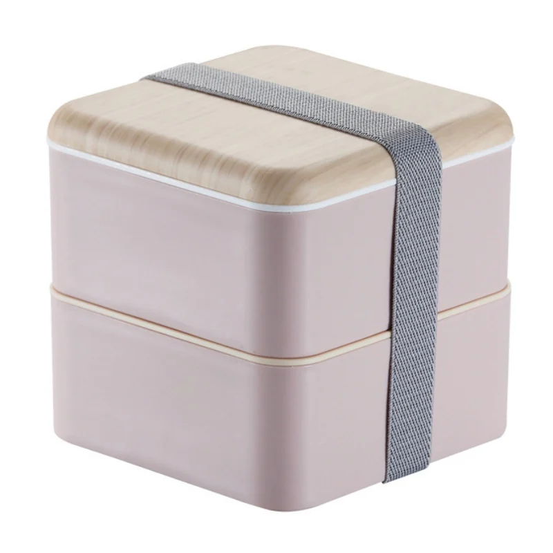 Square Pink Новая двухслойная Студенческая коробка для завтрака пластиковая коробка для бенто портативный герметичный контейнер для хранения еды контейнер - Color: Square Pink