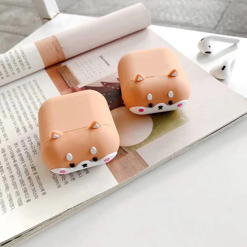 Мультяшный чехол Corgi Dog для Airpods 1 2 силиконовый наушников беспроводной защитный с