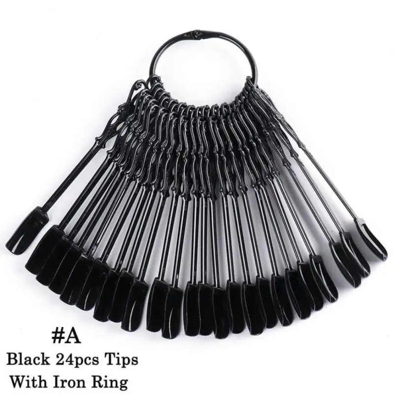 Прозрачные Натуральные Черные Накладные Типсы для дизайна ногтей дисплей