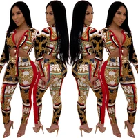 women leopard snake print two piece sets tight cardigan two piece suit wholesale long sleeve crop tops high waist skinny pants