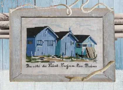 

mm Top Quality Beautiful Counted Cross Stitch Kit Du Cote se st Trojan les Bains Blue Cabine Houses at Beach Harbor Isabelle