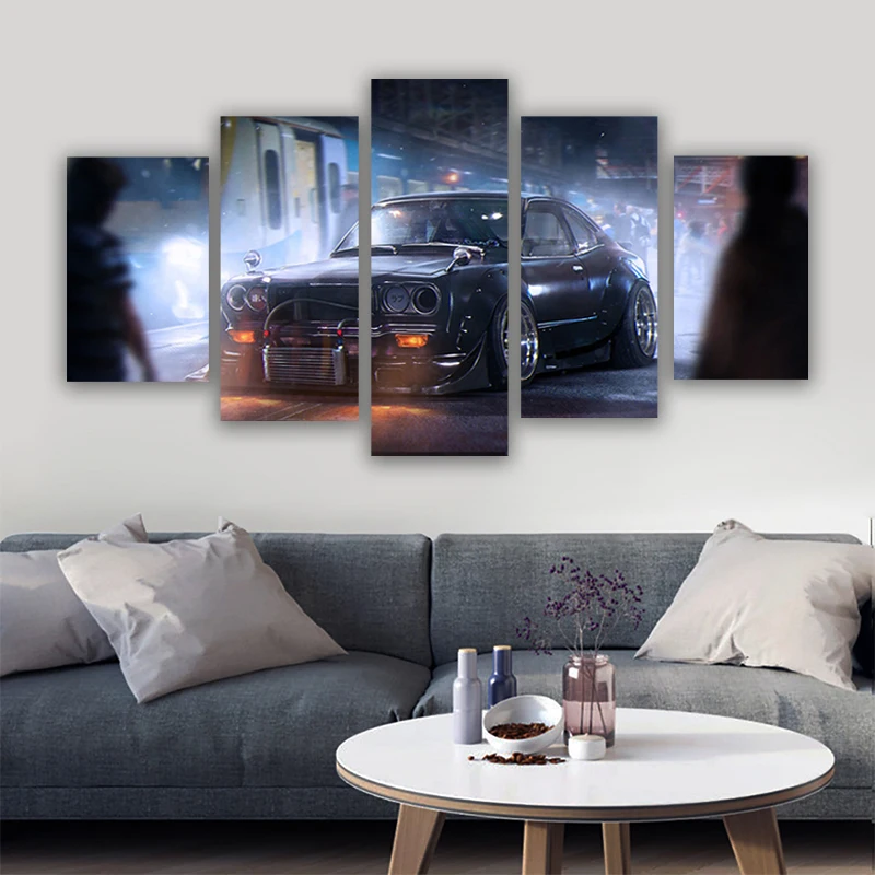 

Mazda RX-3JDM modified wide body poster canvas printing painting home decoration wall 5 pcs art picture