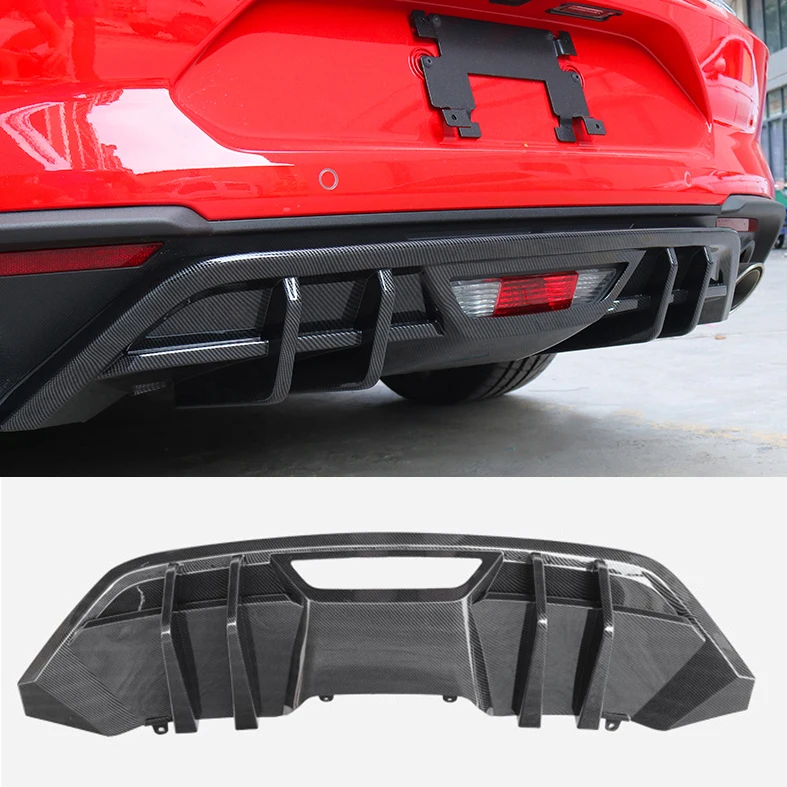 For Mustang 2018 2019 2020 Rear Diffuser Rear Bumper Carbon Fiber Style fit Ford Mustang Rear spoiler Car styling