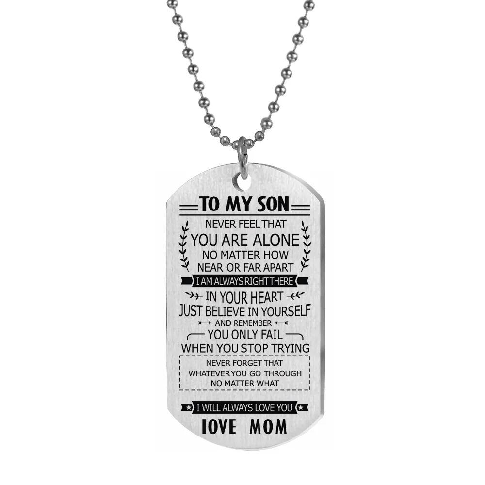 2020 Прямая продажа с фабрики из нержавеющей стали бирка ожерелье для моего сына