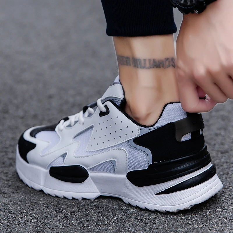 

New popular men's casual and breathable sports shoes, fashionable non slip running shoes, classic thick soled fitness shoes