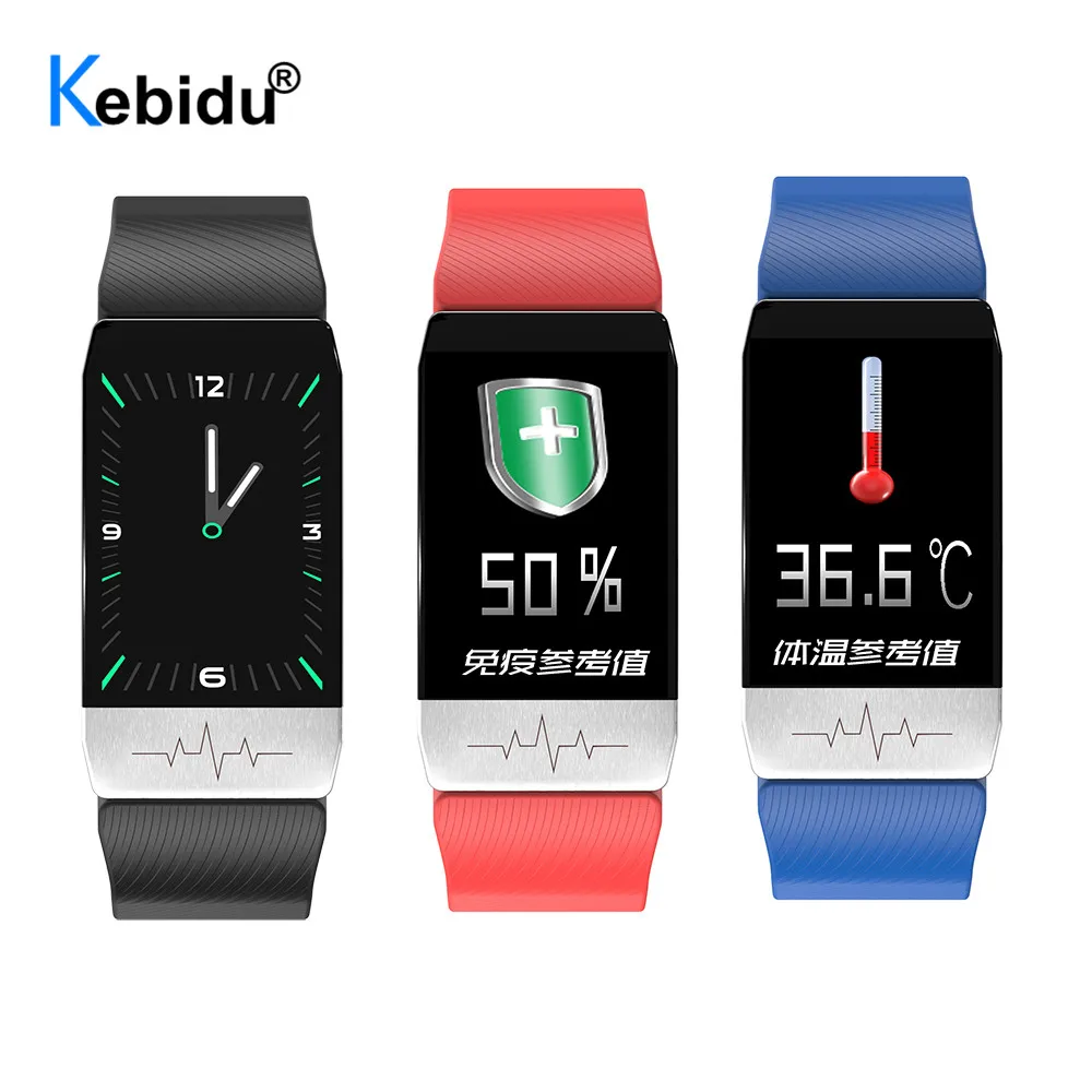 

Умный Браслет T1, термометр, измерение температуры тела, здоровье 5 в 1, пульсометр, умные часы, водонепроницаемый фитнес-трекер