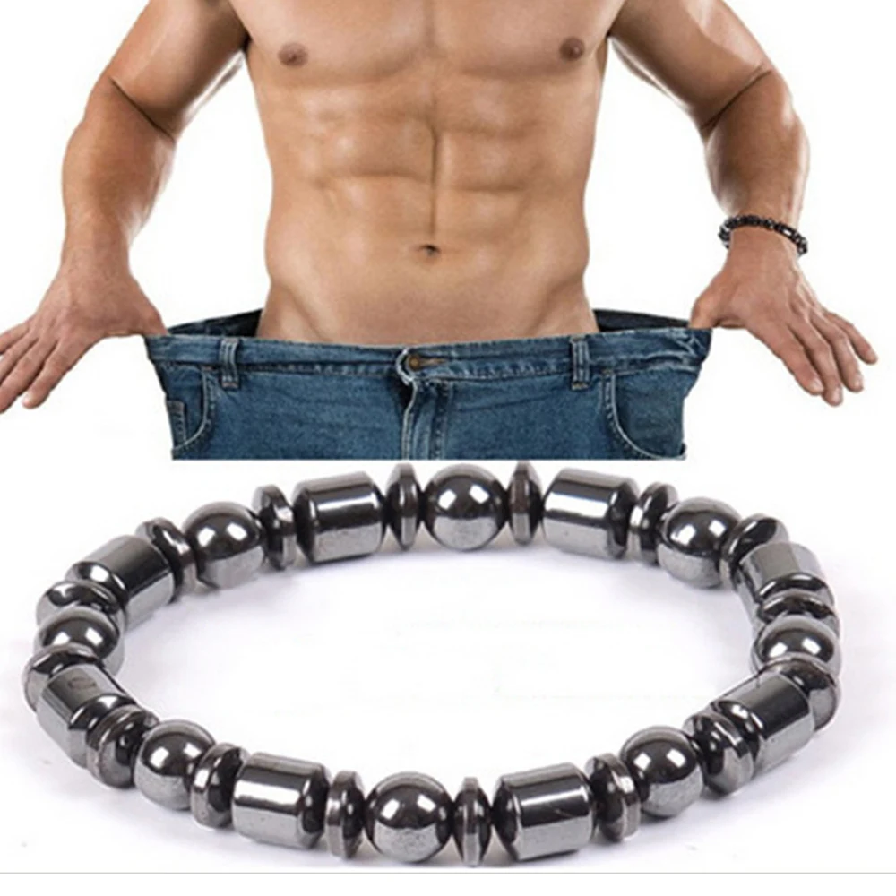 Магнитный терапевтический браслет для потери веса мужчин и женщин 8 мм черный