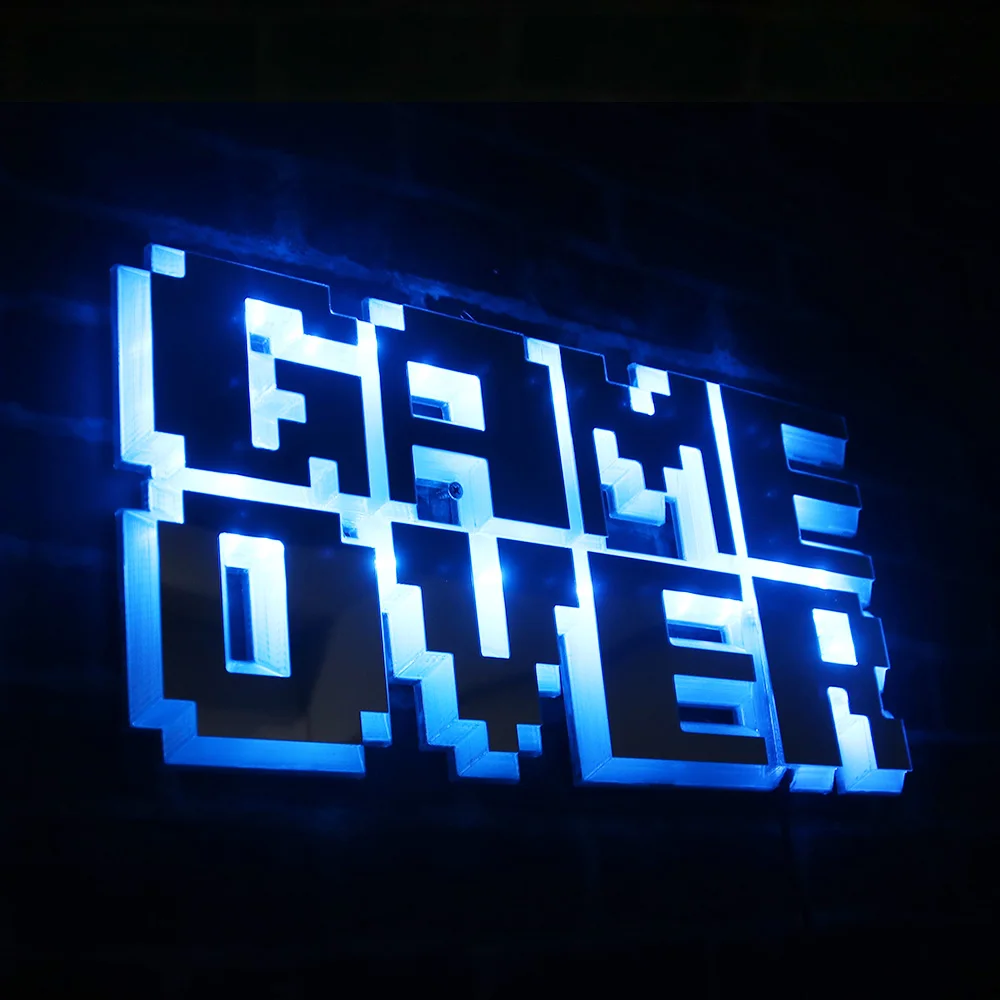 8-Bit Pixel Game Over LED Light Sign Wall Mirror Video Party Lighting Decorations Man Cave Bar Gaming Supplies | Дом и сад
