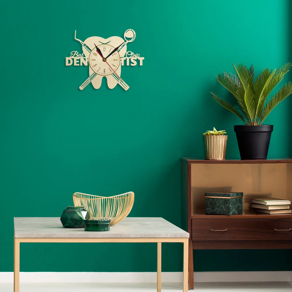 Настенные часы для стоматолога с зубами настенные из натурального дерева