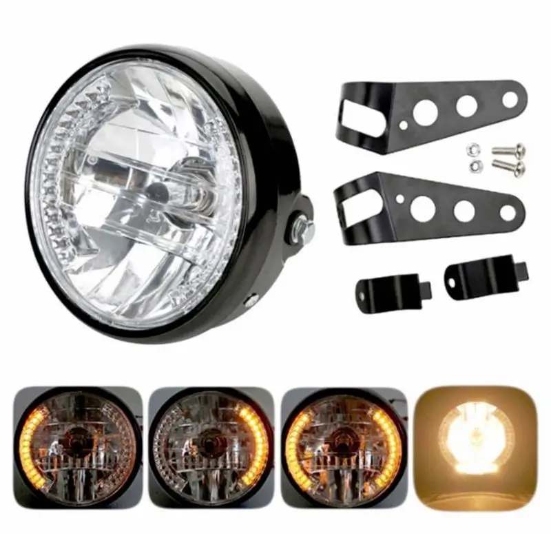 

Универсальная мотоциклетная круглая фара, 7 дюймов, 12 В, поворотный сигнал, для Harley, Honda, Yamaha, Kawasaki, Cafe Racer