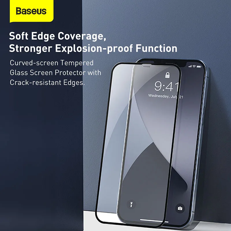 Baseus 2Pcs 0.23mm Tempered Glass For iPhone 12 11 Pro XS Max XR X Full Cover Screen Protector For iPhone 12Pro Max Glass Film