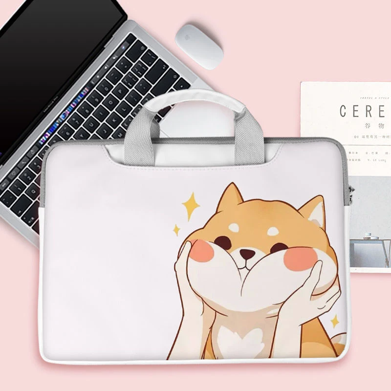 cartoon laptop bag waterproof computer case for macbook air pro 13 14 15 15 6 16 1 pu laptop hand bag for dell hp huawei xiaomi free global shipping