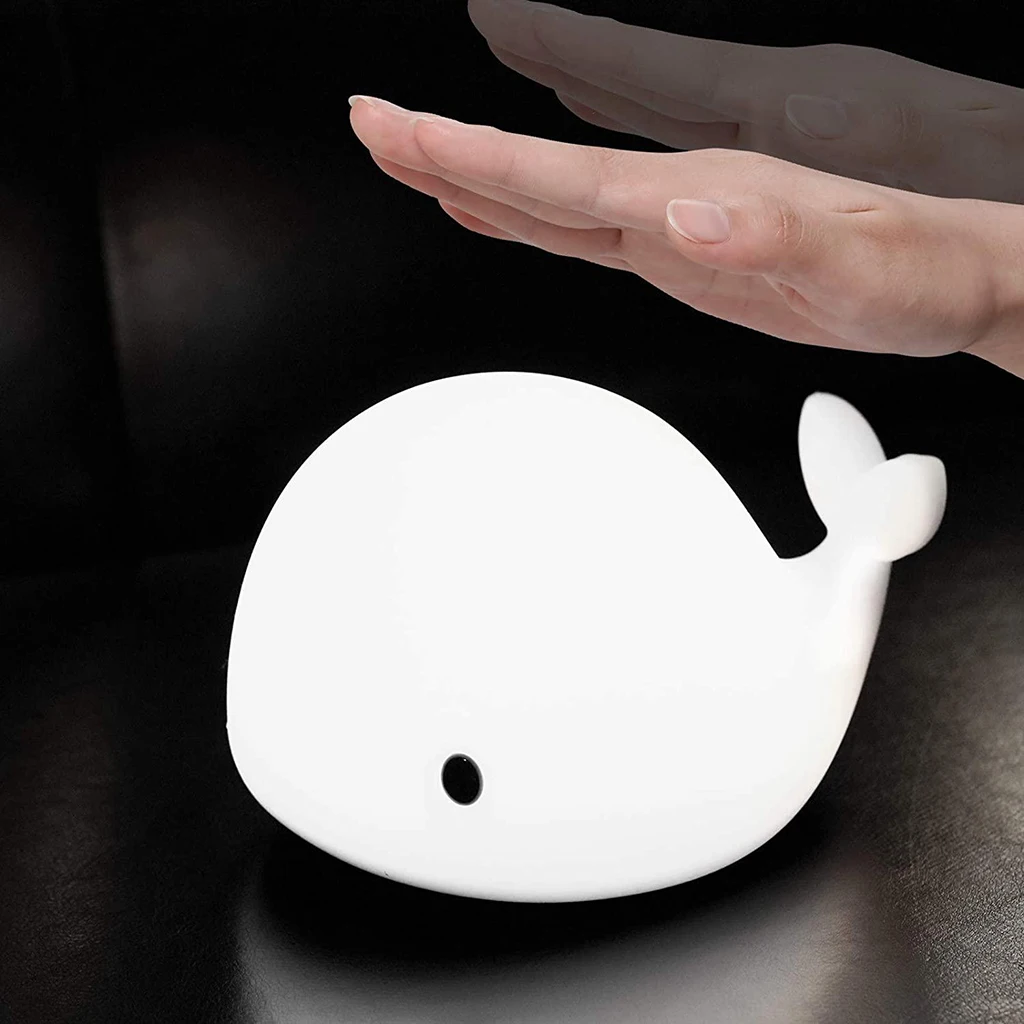 

Cute LED Night Light Silicone Touch Sensor 6 Colors Whale Night Lamp Kids Baby Bedroom Desktop Decor Ornaments USB Charge
