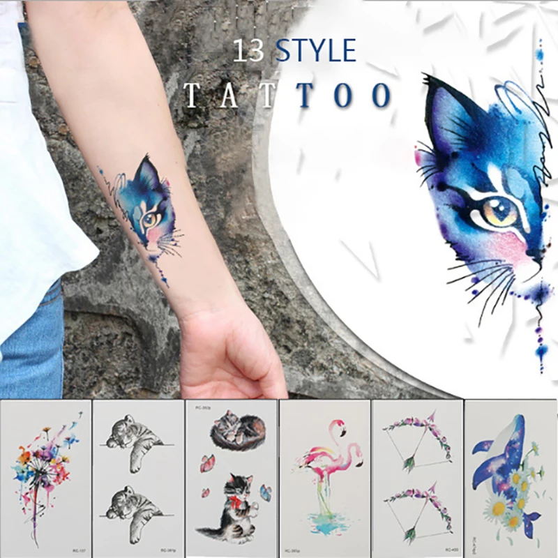

Waterproof Temporary Tattoo Stickers Cat Dog Fake Tatto Flash Tatoo Tatouage Neck Hand Back Foot shoulder for Girl Women Men