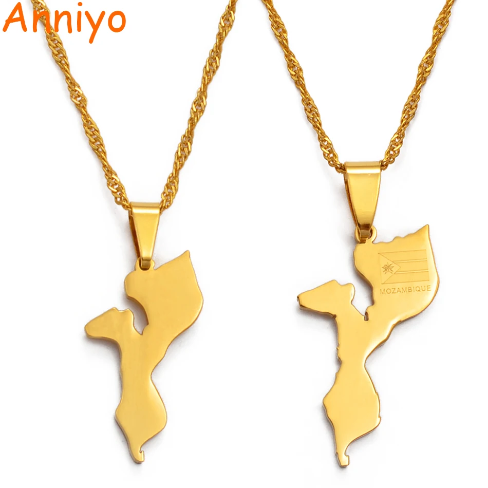 Ожерелье с подвеской в виде мозамбикской карты Anniyo для женщин/девушек ювелирные