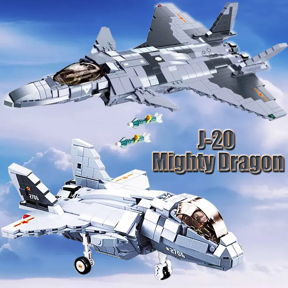 

BZDA Military Airplane J-20 Stealth Fighter Building Blocks City Aircraft Soldier Bricks Boys Toys For Christmas Gifts