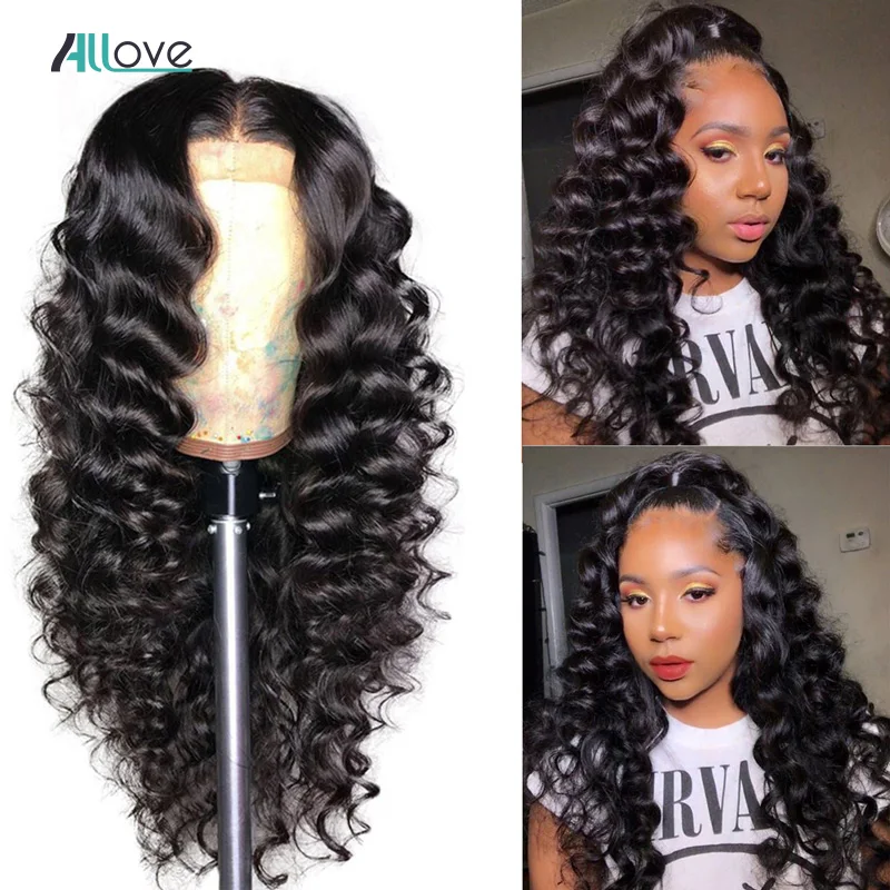 Парик Allove с глубокой волной Женский свободные передние парики из натуральных