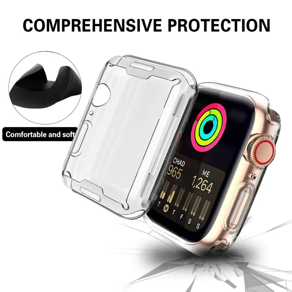 Чехол s для apple watch 4 Чехол iWatch 4 5 44 мм 40 мм 42 мм 38 мм водонепроницаемый ультратонкий защитный чехол для экрана для Ремешки для наручных часов 5 4 3 2