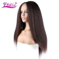 lydia for women synthetic hair extensions 44 closure wig kinky straight 130 density natural black heat resistant daily wigs