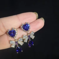 2022 new korean fashion wild micro inlaid zircon ladies earrings heart shaped earrings bow drop earrings female party jewelry