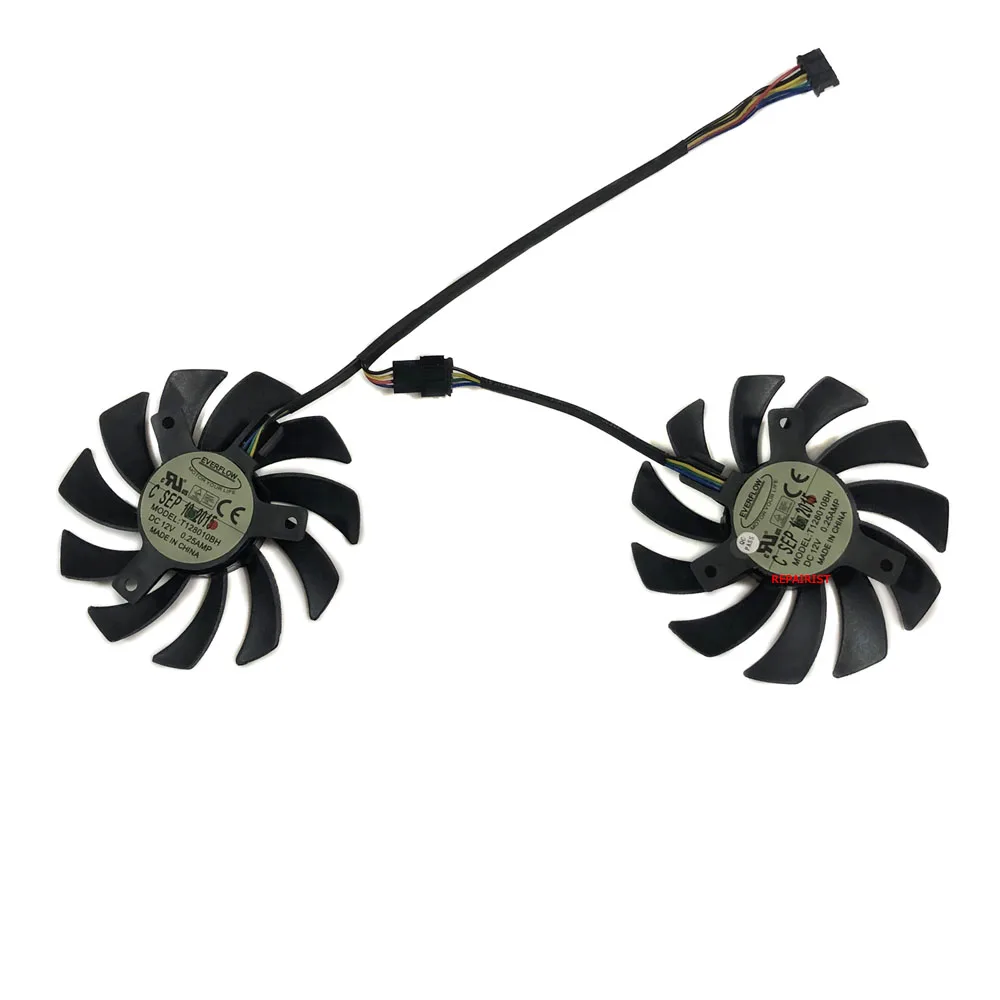

2Pcs/set GPU Graphics Fan T128010BH FD7010H12S VGA Video Cooler For ASUS HD7770 R7 260X Video VGA Card Cooling