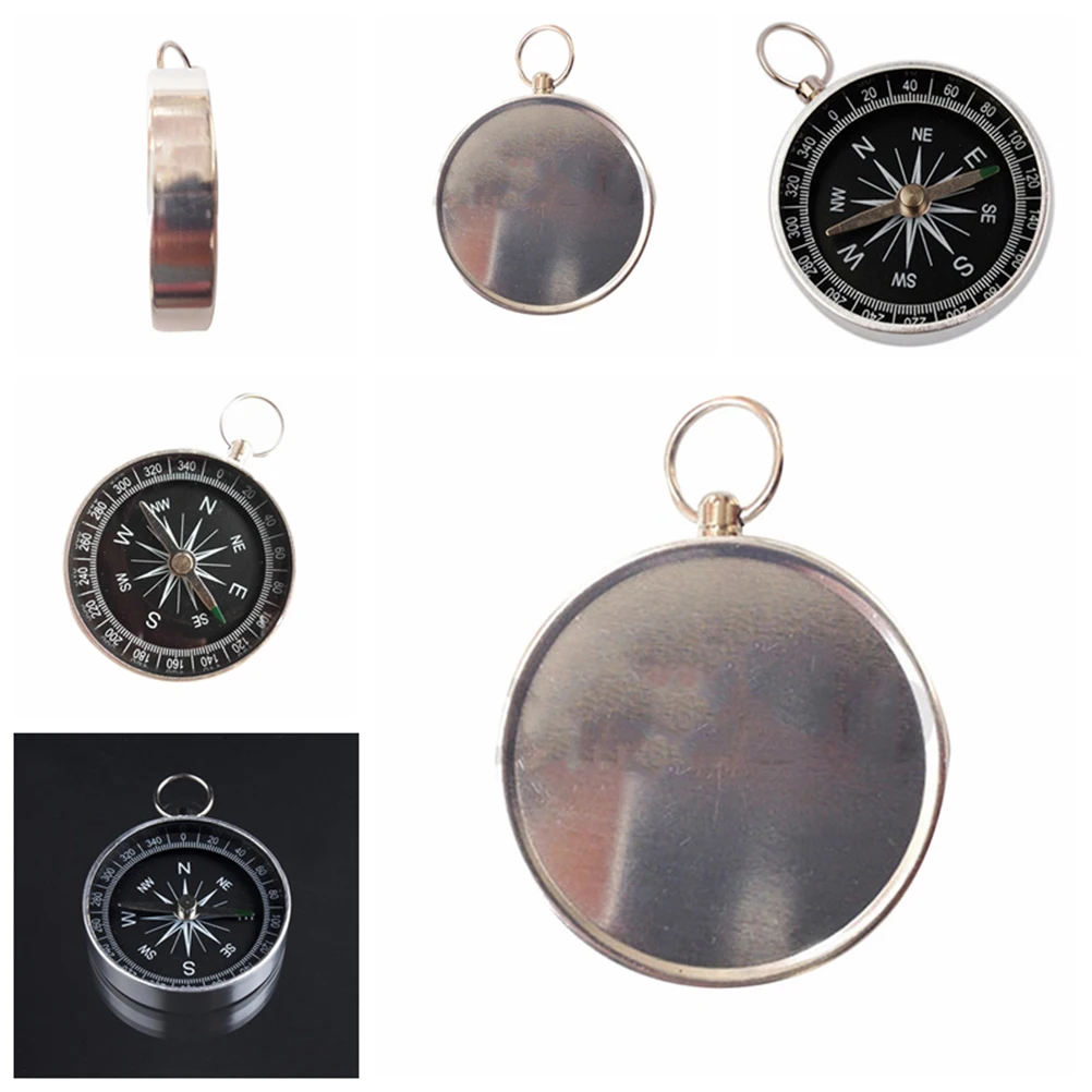 Серебряный Мини портативный карманный компас для кемпинга пешего туризма спорта
