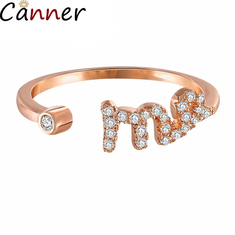 Canner 12 созвездия Зодиака Знаки кольца розовое золото цвет регулируемый