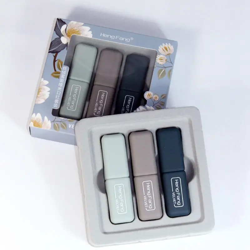 3 шт./набор матовая бархатная туманообразная текстура шелковистая губная помада