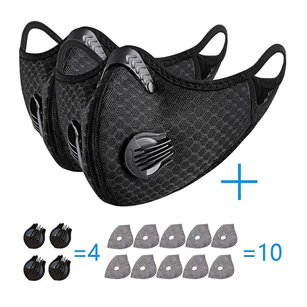 Sport Facemask With Filters Exhaust Valves Nose Clip Half Face Masks Washable Reusable Respirator Mask Facemasks | Спорт и