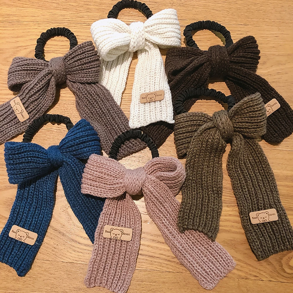 

Pure color hair ring yarn bowknot hair rope Korean senior lady hair ornaments sweet girl hair string rubber band hair ring