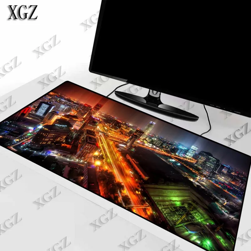 Большой игровой коврик для мыши XGZ Night Citys Skyline с изображением пейзажа