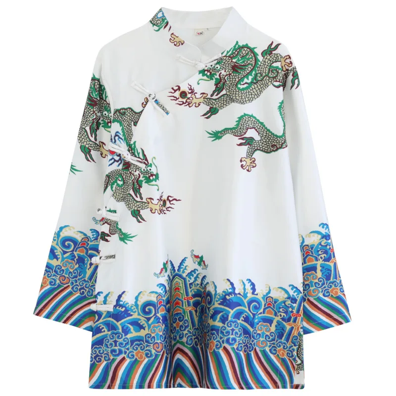 

IEFB Spring 2021 New Slant Stand Collar Traditional Tops Chinese Style Button Men's Shirt Long Sleeve Stain Clothes Loose 9Y5196