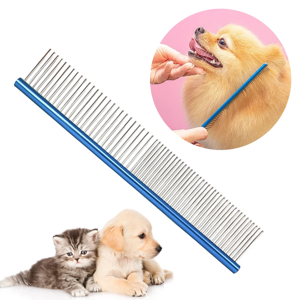

Расческа из нержавеющей стали для груминга домашних питомцев, расческа для шерсти собак и кошек, триммер