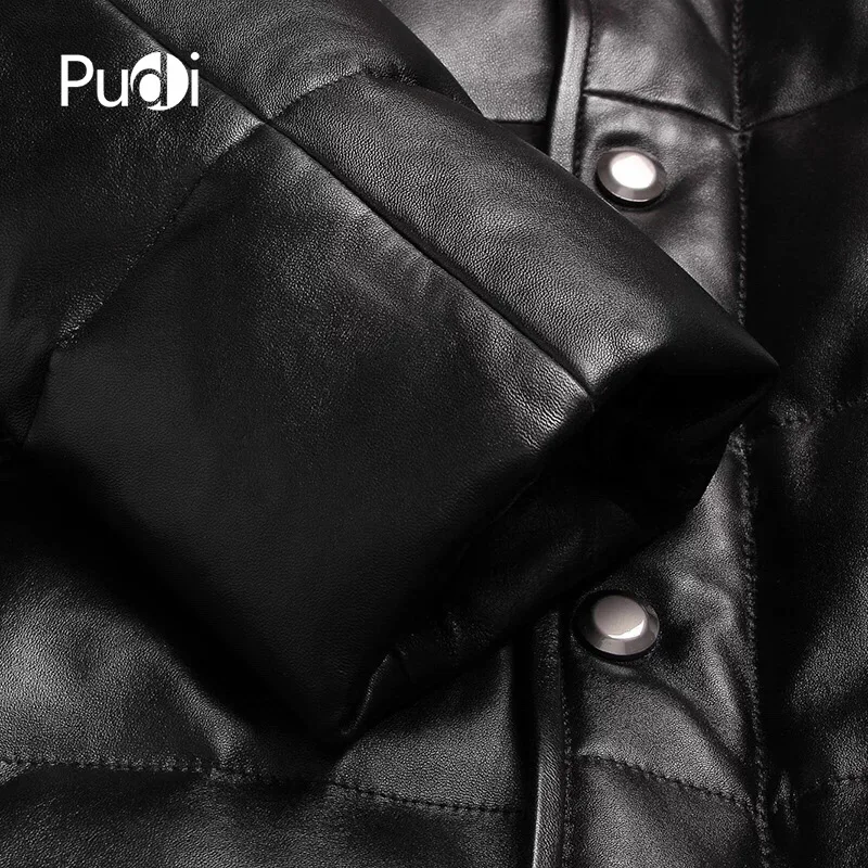 PUDI MT820 мужские новые модные куртки из овечьей кожи пуховые куртки с воротником из меха енота Осень Зима Повседневная Верхняя одежда