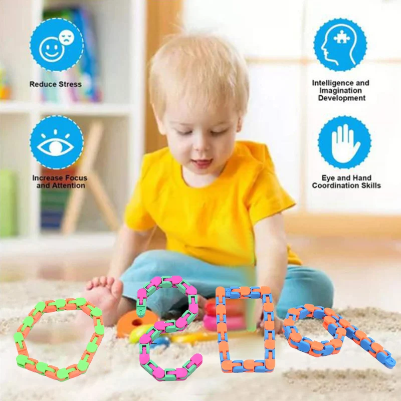 Bicycle Chain Track Sensory Toys Rotate Chain 24 Section Educational Toy