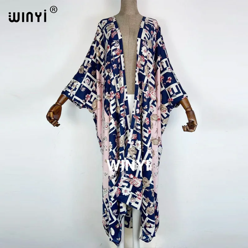 

2021winyi Africa Summer Women Cardigan stitch robe femme beah Cocktail sexcy Boho Maxi African Holiday Batwing Sleeve TWILL Robe